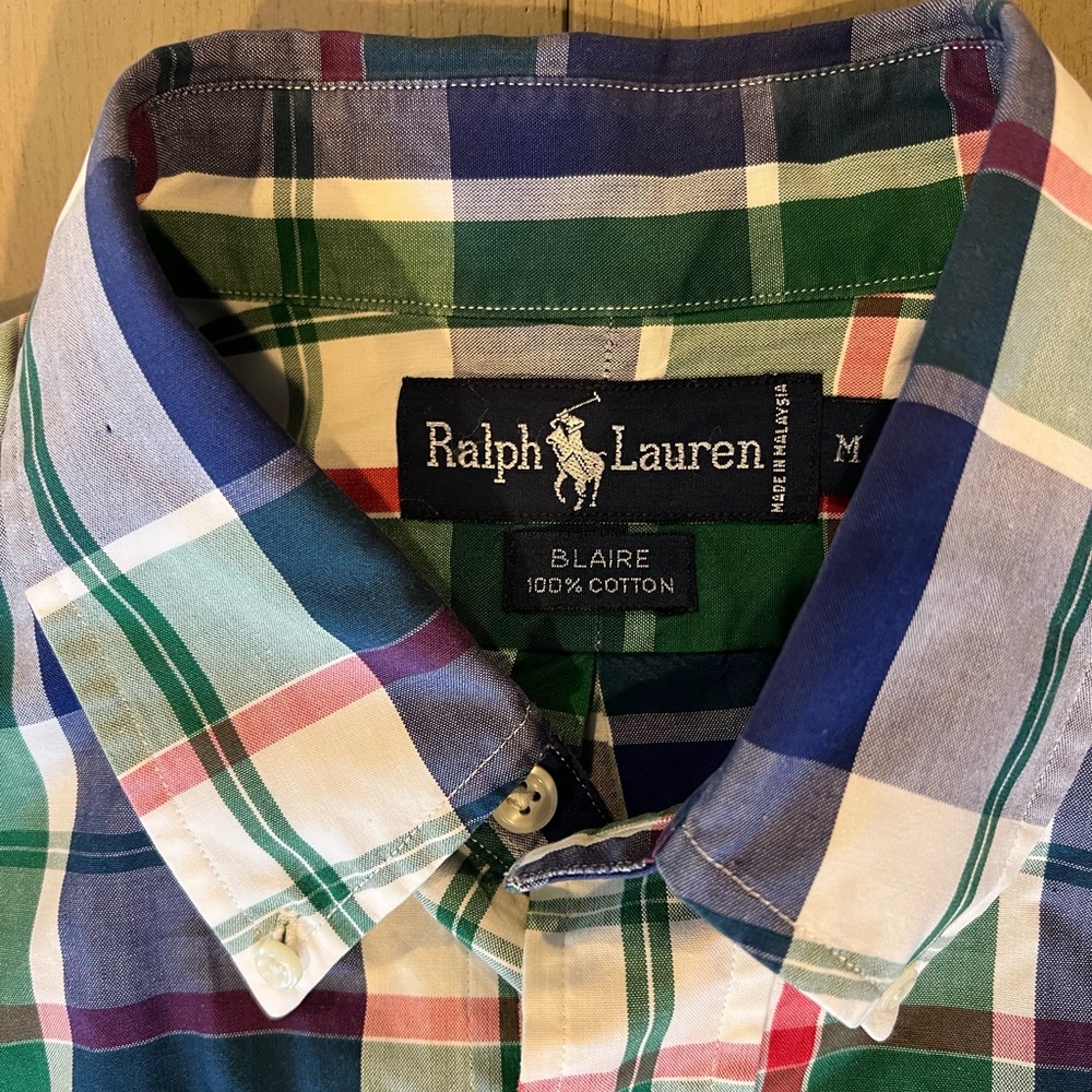 Ralph Lauren Shirt Medium Plaid Blaire Button Down Long Sleeve Cotton
